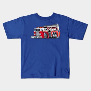 Cartoon Fire Truck Kids T-Shirt